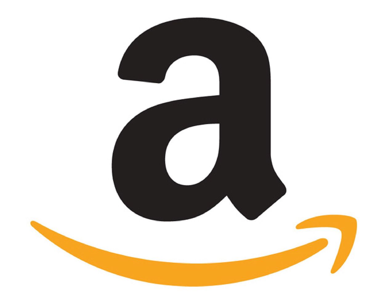 The Amazon logo, featuring a lowercase black letter 'a' with a curved orange arrow underneath pointing from a to z.