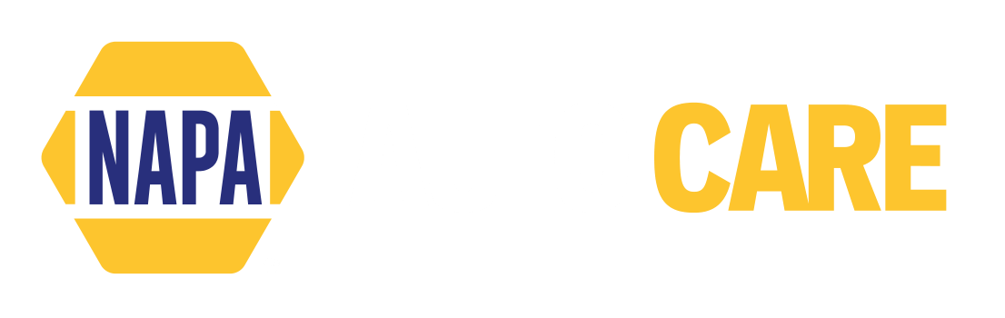NAPA CARE logo with yellow and blue hexagon emblem and gold text on a white background