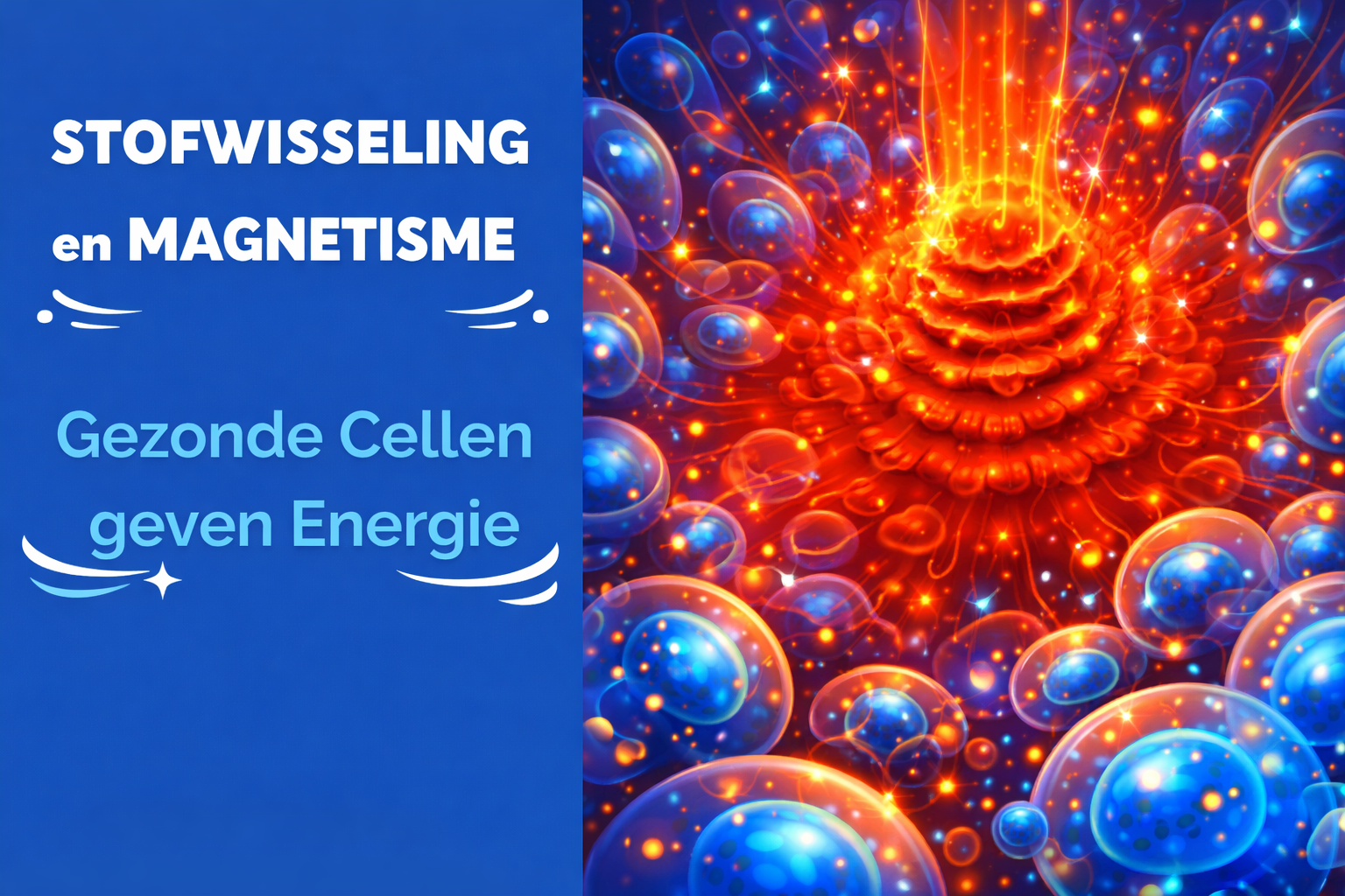 Blue and orange abstract image with text: