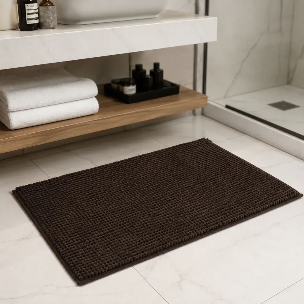 Alfombra Baño Shaggy - LINEA PREMIUM - MARRON | 40 x 60 cm