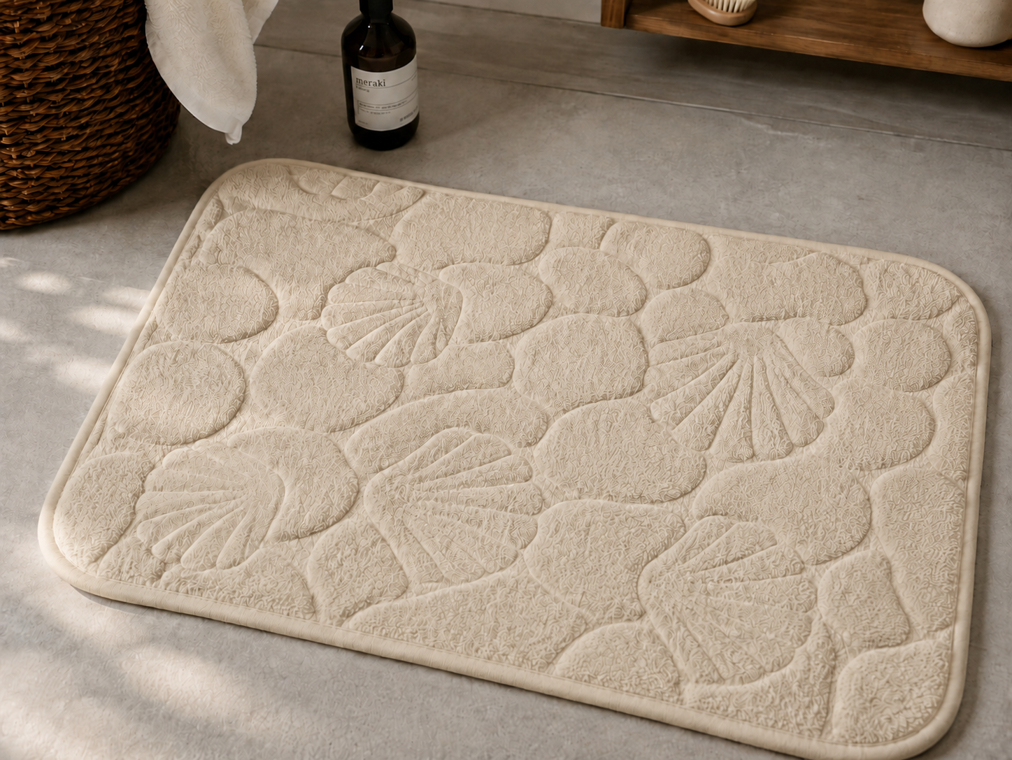 Alfombra de Baño Acolchada con Relieve - NATURAL | 40 x 60 cm