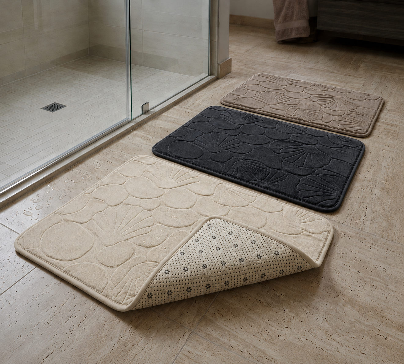Alfombra de Baño Acolchada con Relieve - NATURAL | 40 x 60 cm