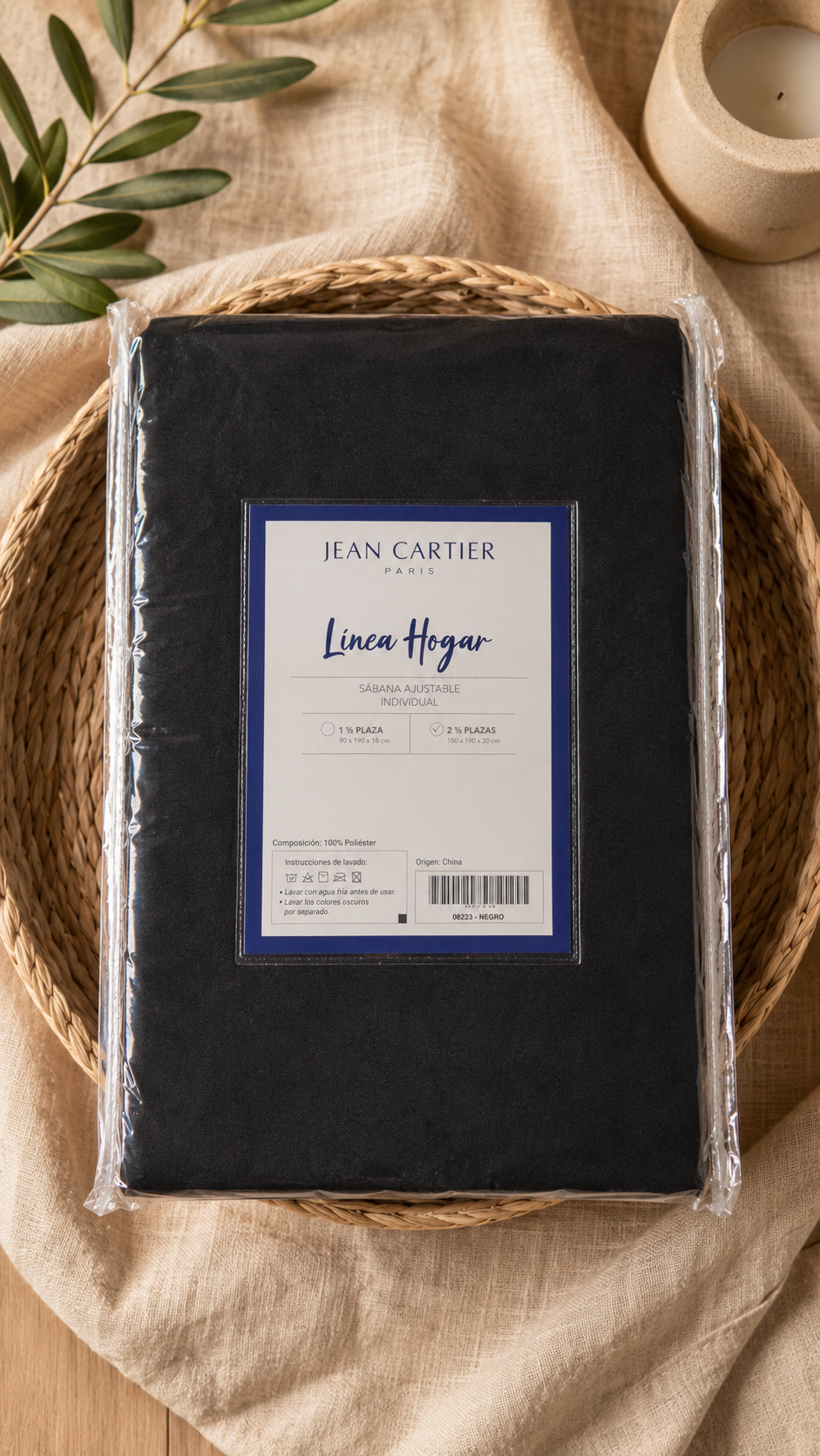 Sabana Ajustable Lisa Premium - NEGRA | JEAN CARTIER