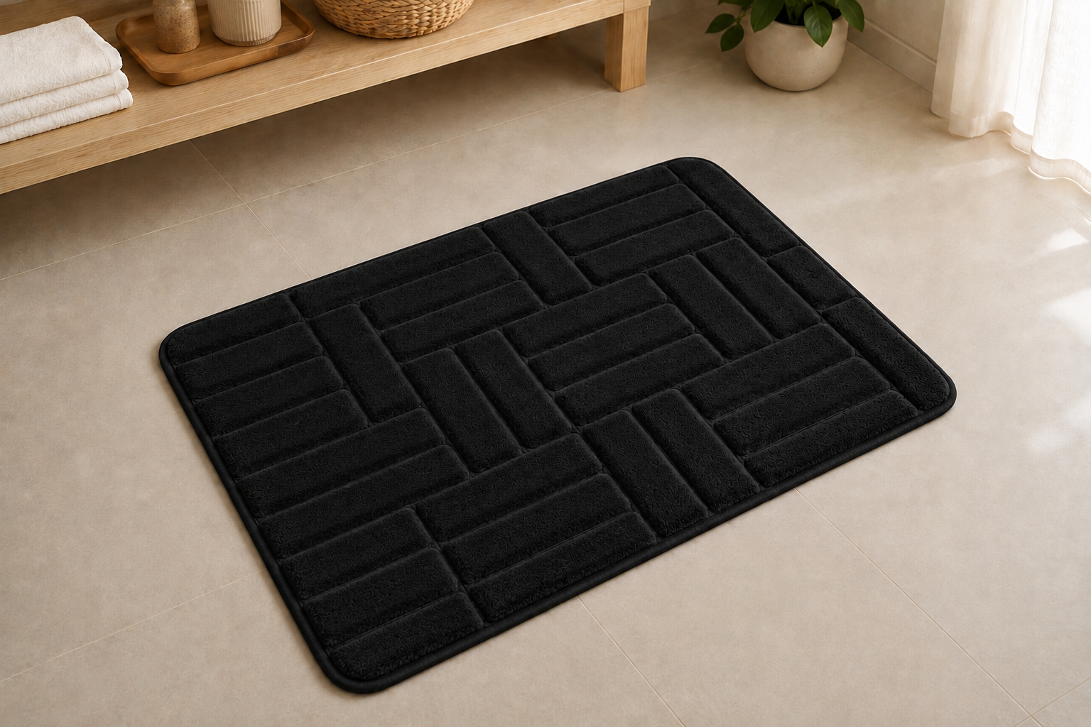 Alfombra de Baño - LINEA PREMIUM - NEGRA | 45 x 70 cm