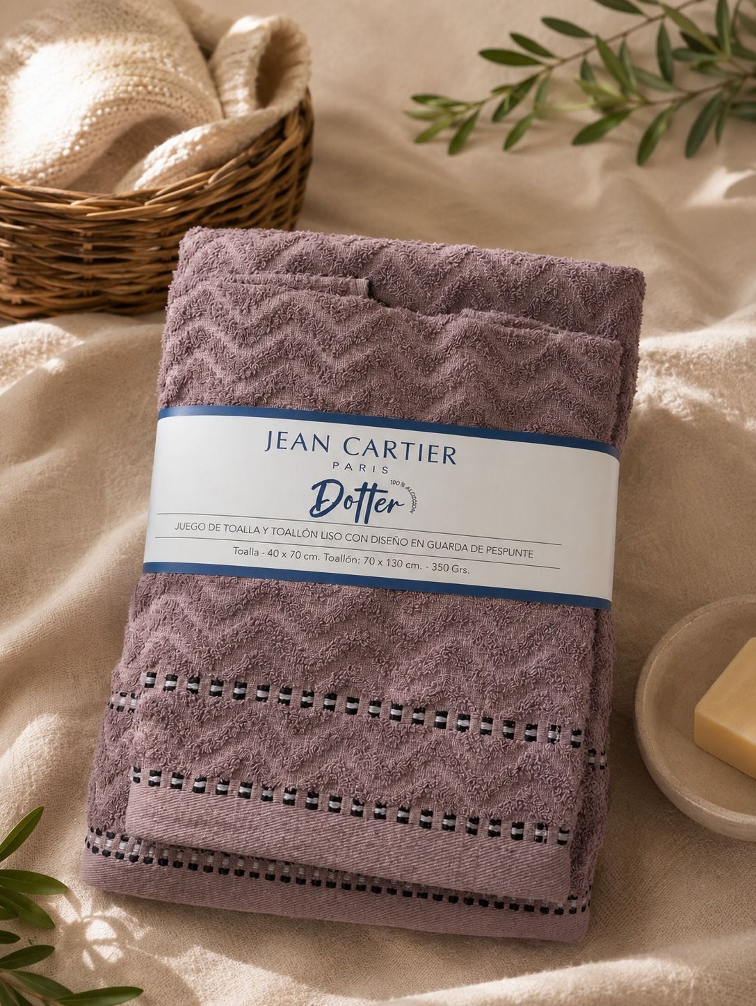 Juego de Toalla y Toallón Dotter 100% Algodón 350 g/m² Uva | JEAN CARTIER