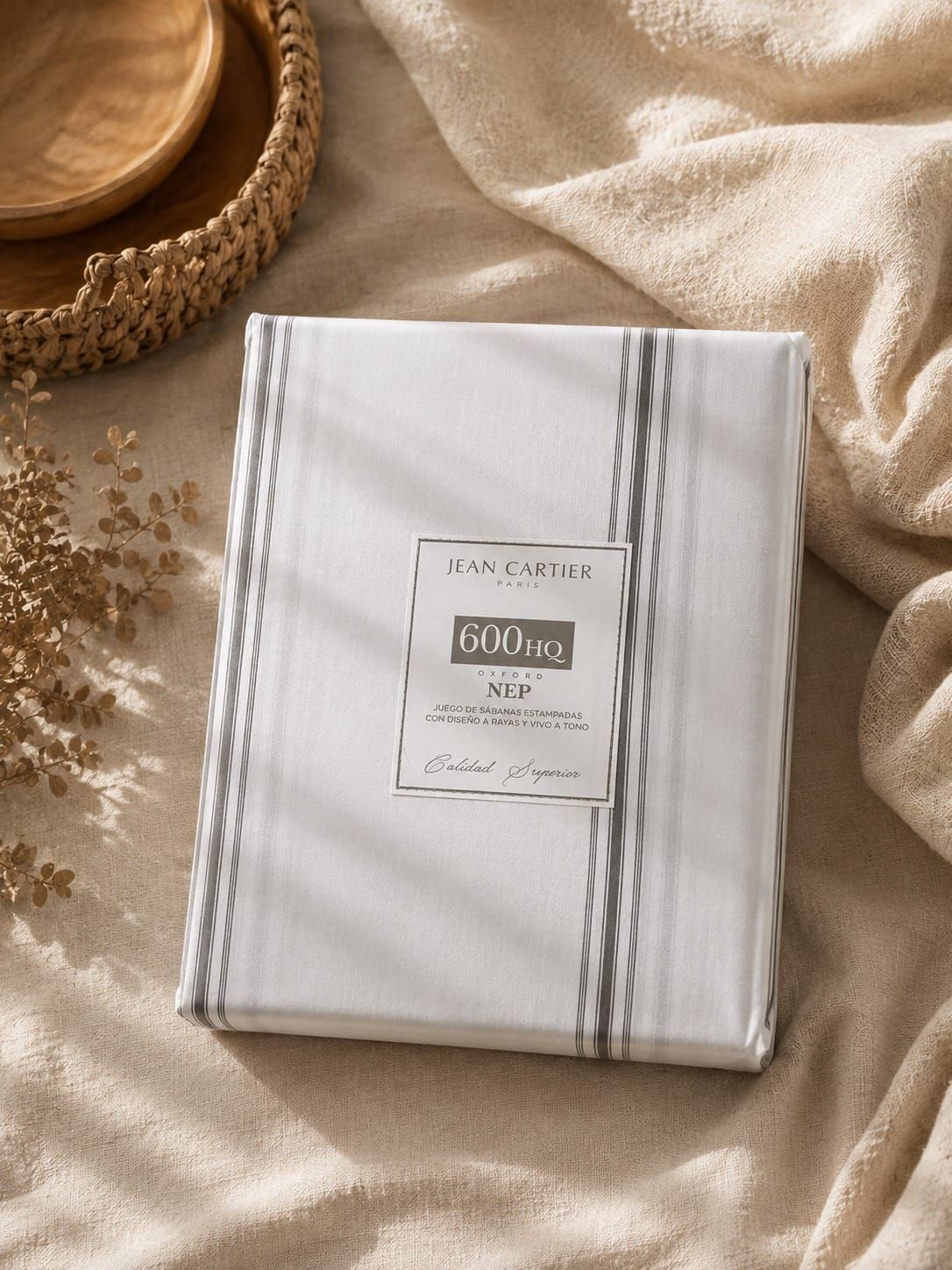 Juego de Sábanas Oxford Nep 600 HQ Gris | JEAN CARTIER