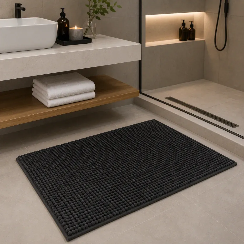 Alfombrillas de baño texturizadas apilada