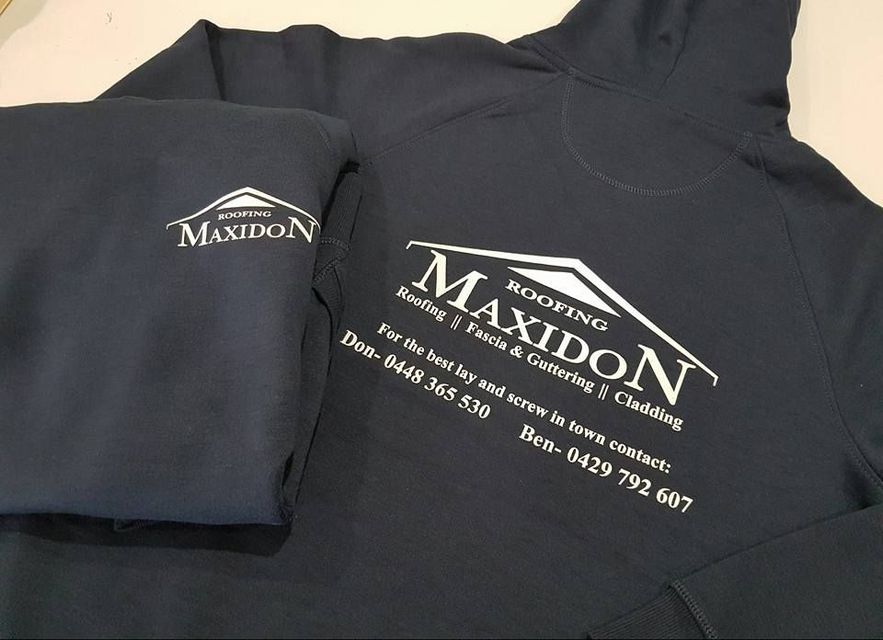 A Hoodie With The Word Maxidon On It — Sportstar Screenprinting In Newtown, QLD