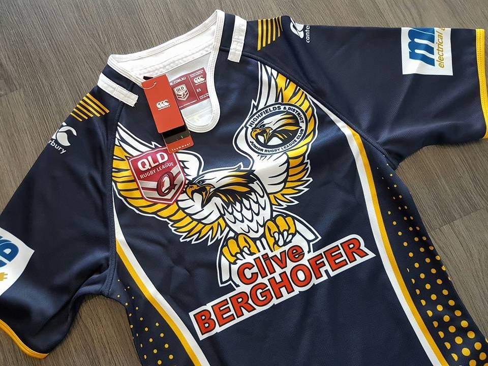 A Blue Shirt With An Eagle On It That Says Clive Berghofer — Sportstar Screenprinting In Newtown, QLD