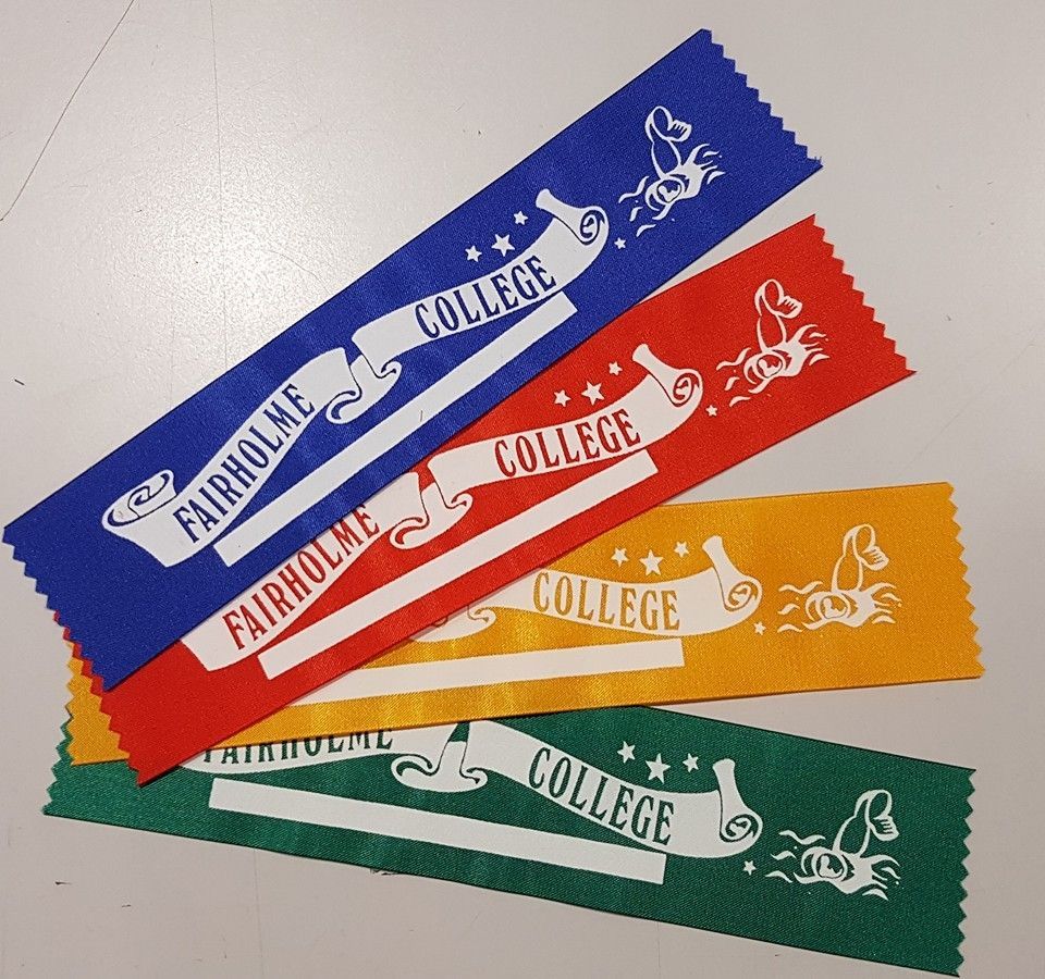Four Ribbons With The Words Fairholme College On Them — Sportstar Screenprinting In Newtown, QLD