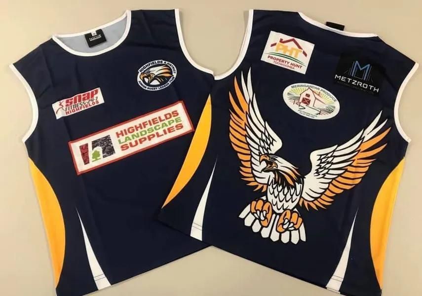 The Front And Back Of A Jersey With An Eagle On It — Sportstar Screenprinting in Dalby, QLD