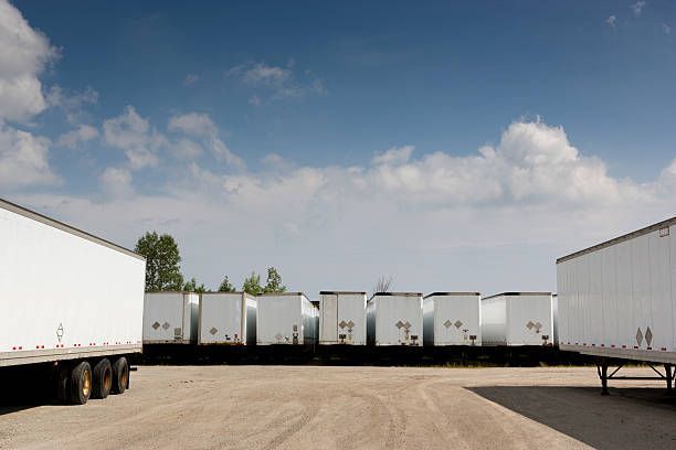 Semi trucks waiting to ship.