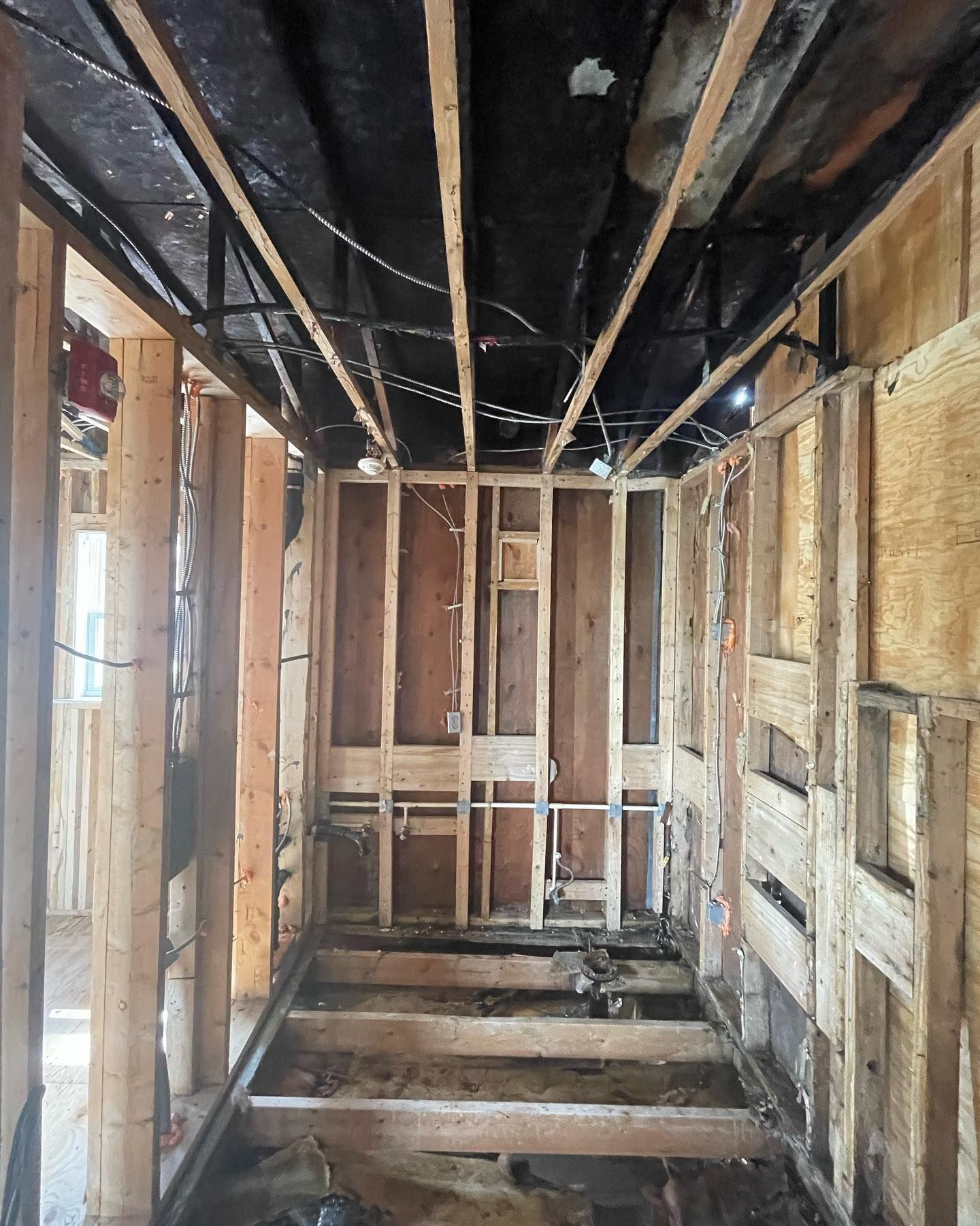 The inside of a building that is being built