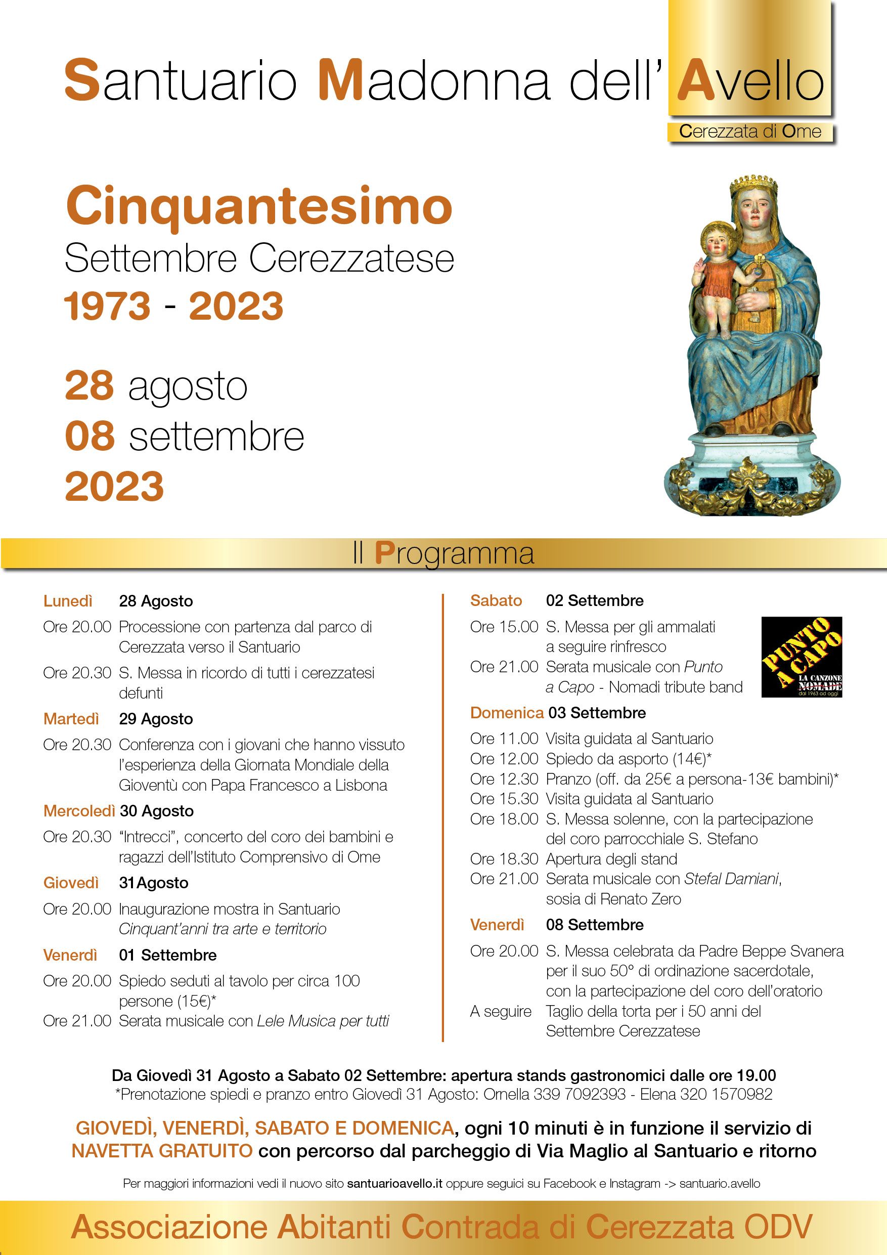 Programma del cinquantesimo Settmbre Cerezatese 2023