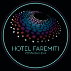 Beachside Resort Circular logo for Hotel Faremiti Costa Ballena with a gradient, cellular abstract design on a black background.