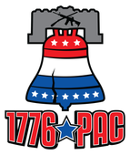 Red, white, and blue bell logo with stars and “1776 PAC” text beneath it