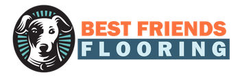 A logo for Best Friends Flooring with a dog on it