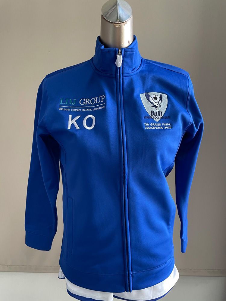 Printed Blue Jacket With Full Zipper — Promotional Apparel In Woonona, NSW