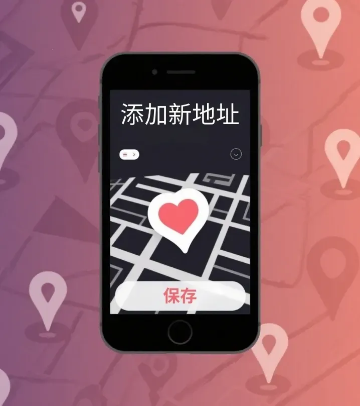 驛馬達達快速預約功能的圖示，展示用戶可以保存常用地址。圖片強調線上預約車輛的效率，讓用戶能一鍵選擇常用地點，省去手動輸入時間。
