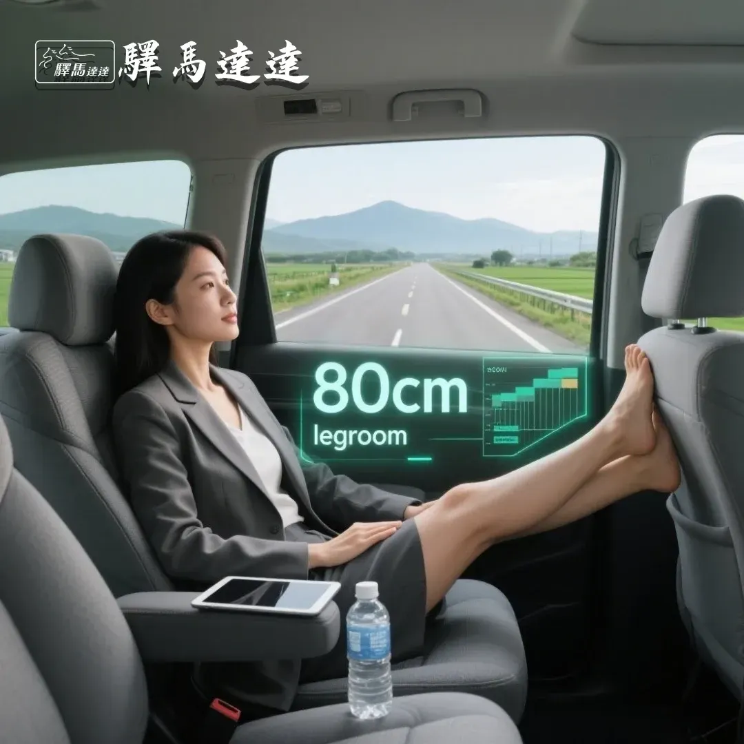 驛馬達達商務包車座位空間數據，台中出差舒適體驗，機場接送寬敞車型，台灣商務旅行首選。