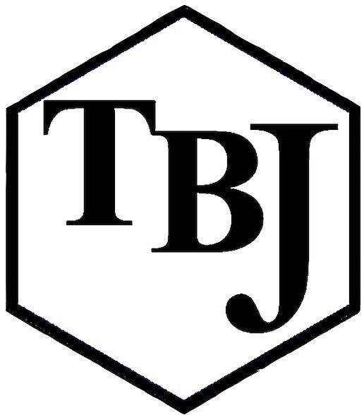 Black TBJ initials inside a black hexagon outline on a white background.