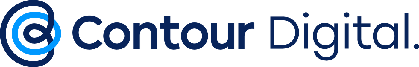 Contour Digital logo with blue circular icon and navy text