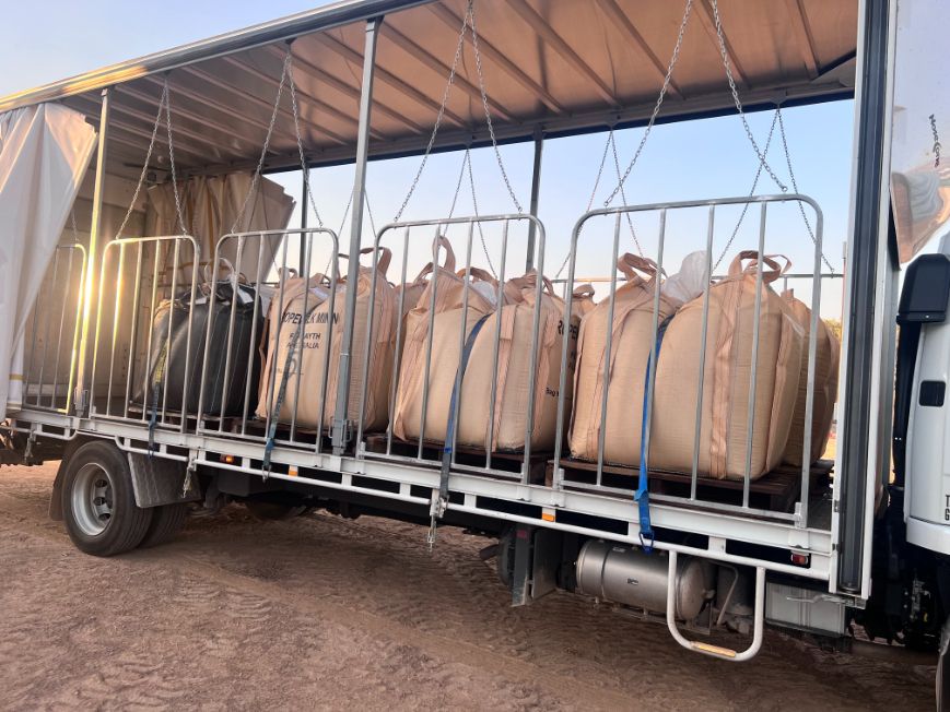 Truck Filled With Bags of Sand — Goulburn Transport In Southern Highlands, NSW
