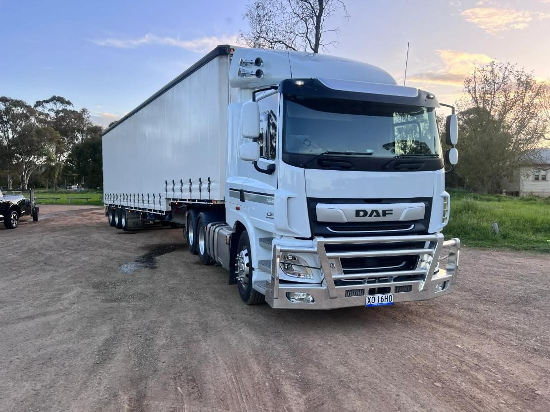 A white truck is parked on dirt — Goulburn Transport In Goulburn, NSW