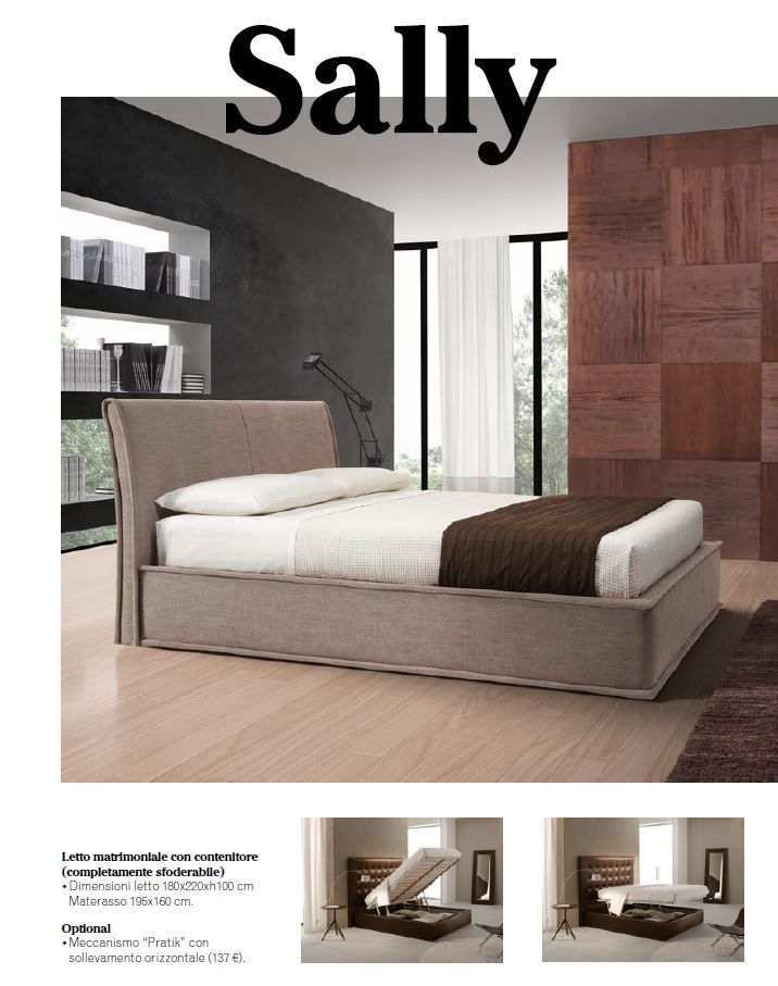 Letto moderno in un'elegante camera da letto, con lenzuola bianche, dettagli in legno scuro e la scritta 