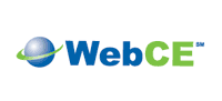 WebCE logo with blue globe icon and blue-green text on white background