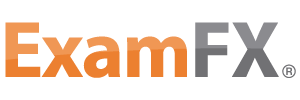 ExamFX logo in orange and dark gray text on a white background