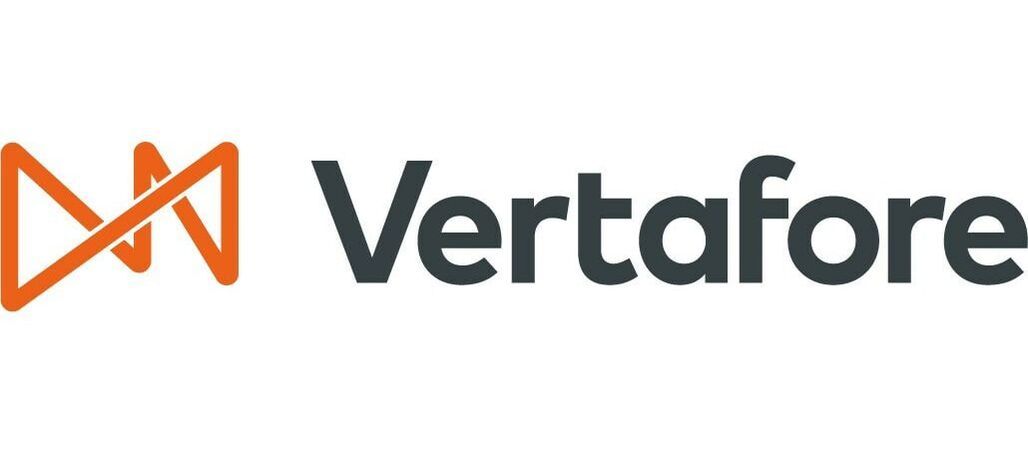 Vertafore logo with orange icon and dark gray text on a white background