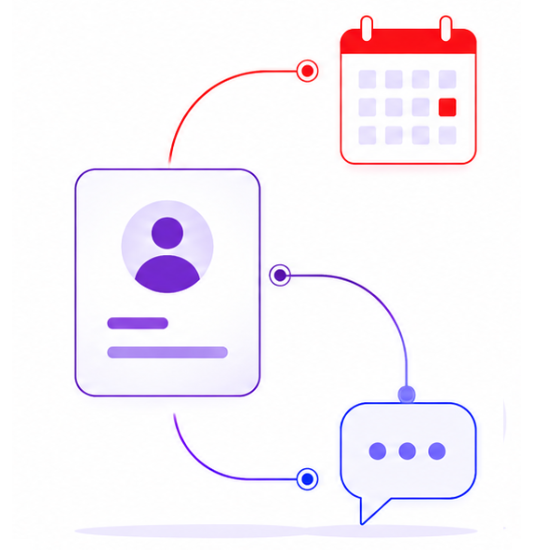 Un CRM centraliza las relaciones entre clientes: agenda, notas, mensajes, etc.