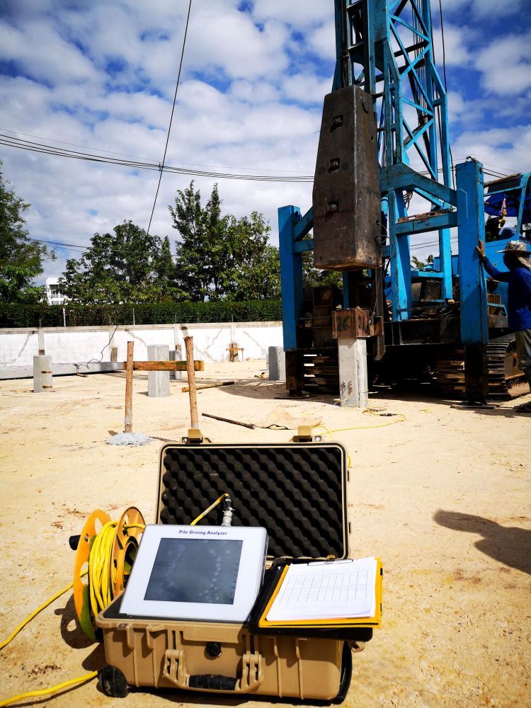 A briefcase is sitting on the ground in front of a construction site.