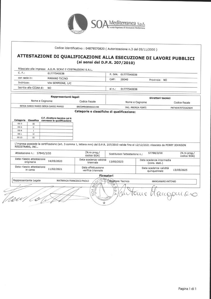 Attestato SOA