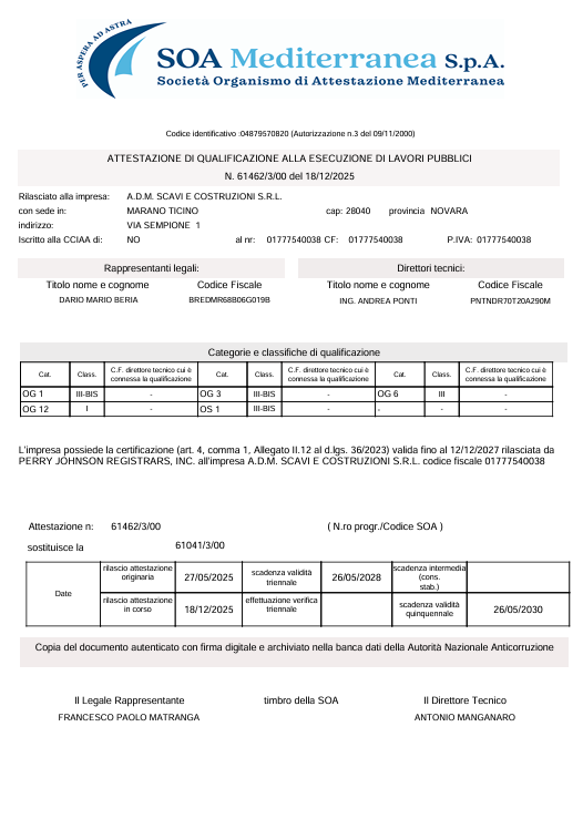 Attestato SOA