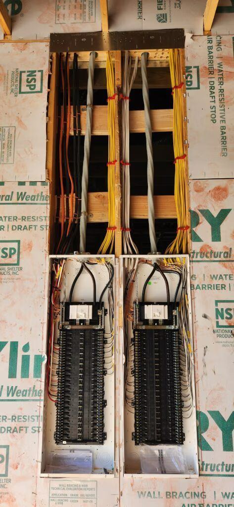 Close-up of two black handheld tools with yellow handles, wrapped in clear packaging on a cardboard background
