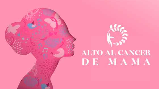 Una silueta rosada de la cabeza de una mujer sobre un fondo rosa.