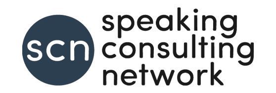 The logo for the speaking consulting network is shown on a white background.