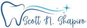 A blue outline of a tooth next to the text