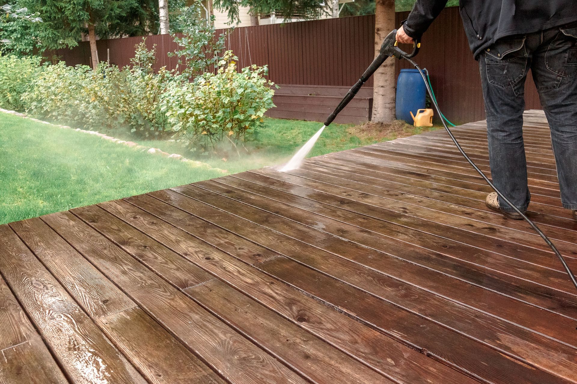 Cleaning Floor with High Pressure Water — Latrobe, TAS — Clarkes Painting Services Pty Ltd