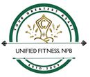 Purple logo: Person in yoga pose, 