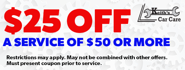 $25 off a car care service of $50 or more, with coupon and restrictions