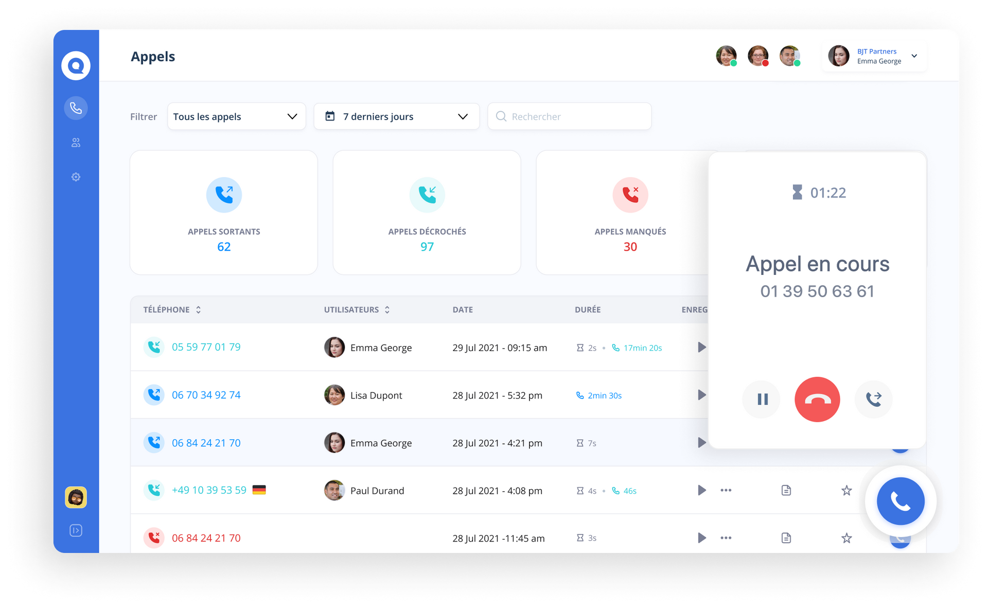transferts d'appels Quicktalk
