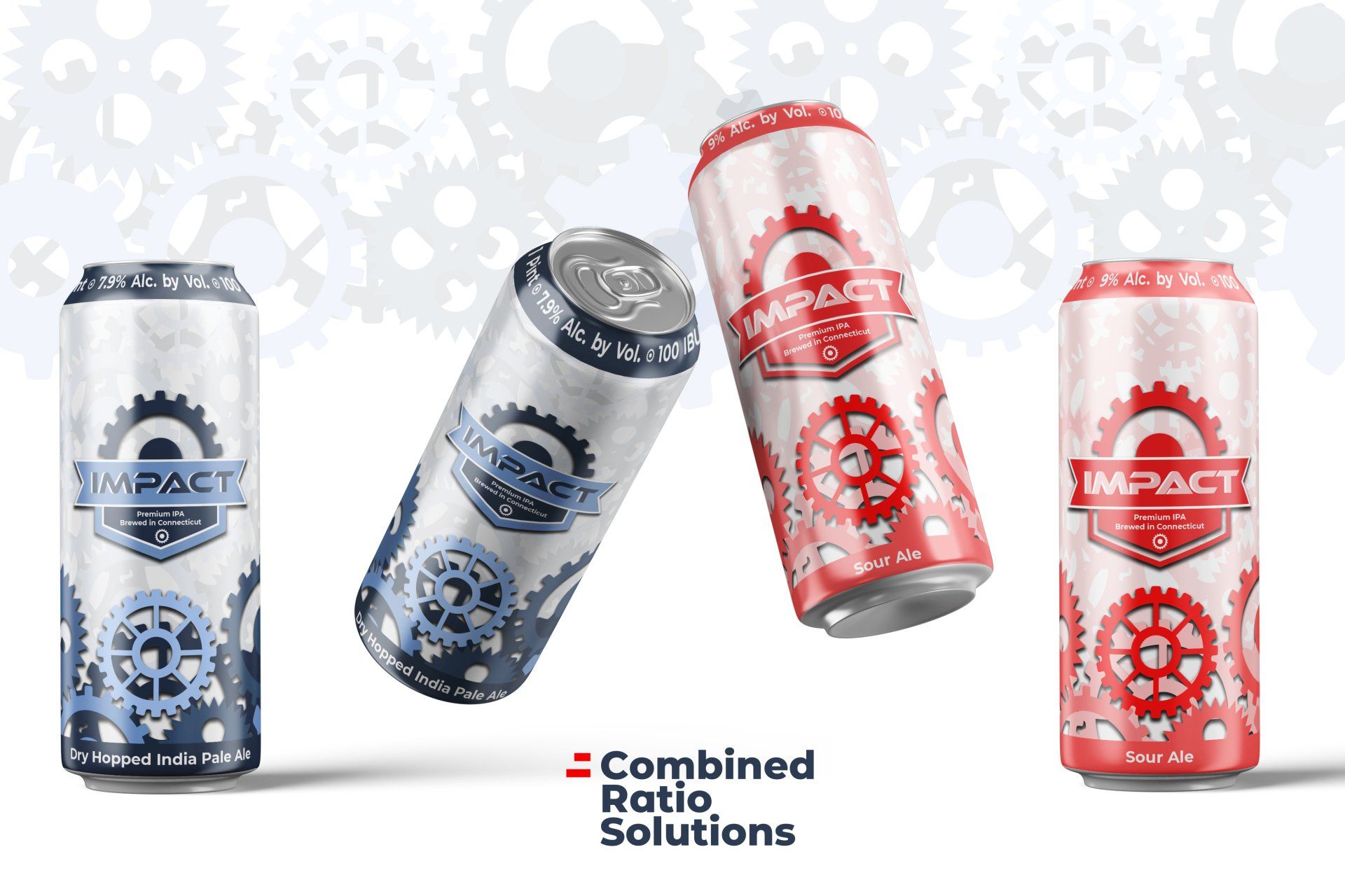 Three cans of soda are floating in the air on a white background.
