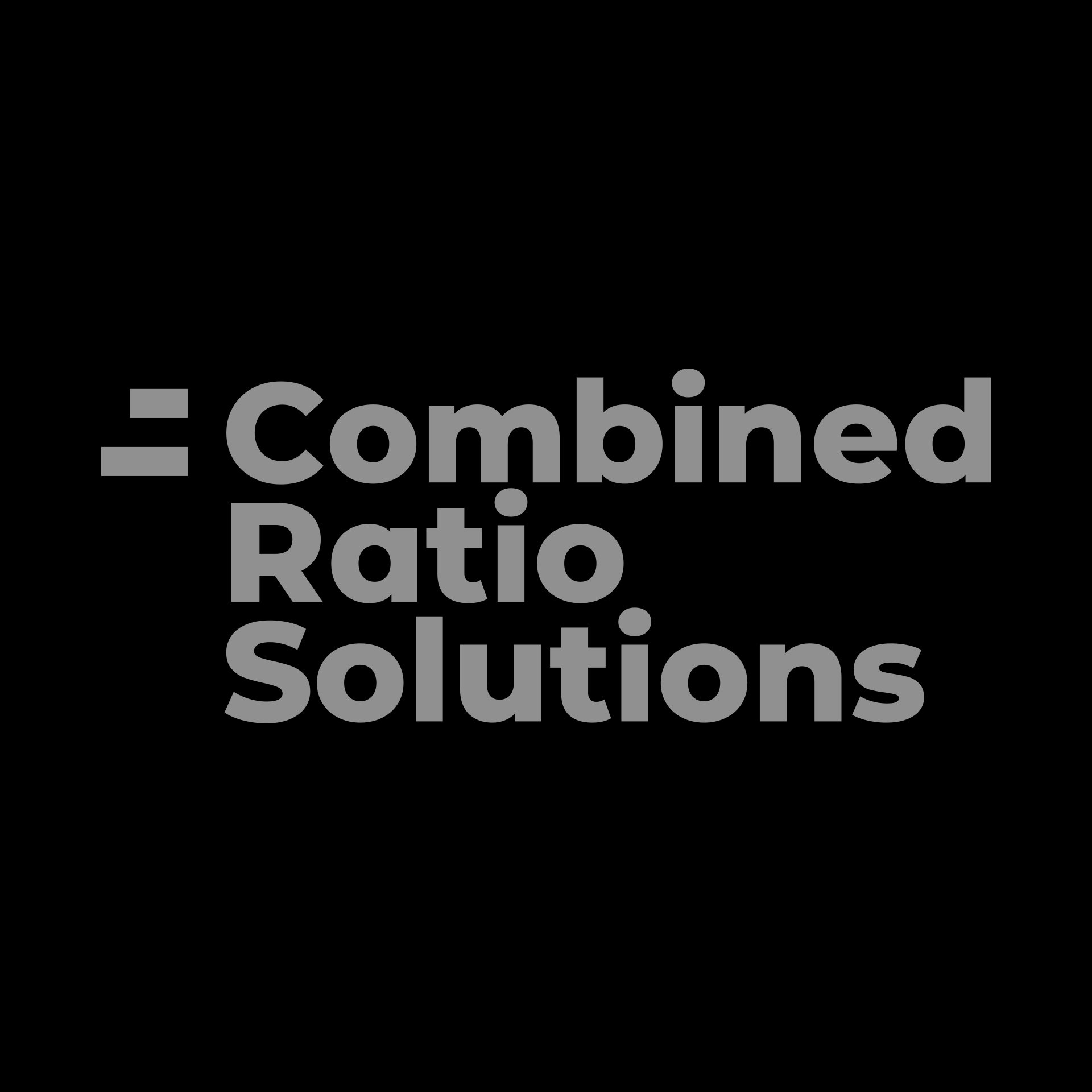 A logo for a company called combined ratio solutions on a black background.