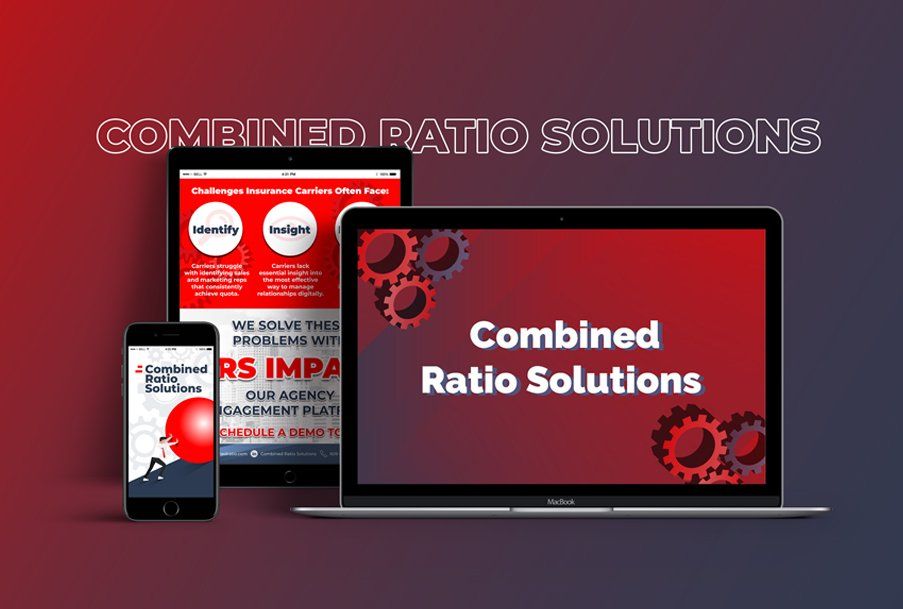 A laptop a tablet and a cell phone are shown with the words combined ratio solutions