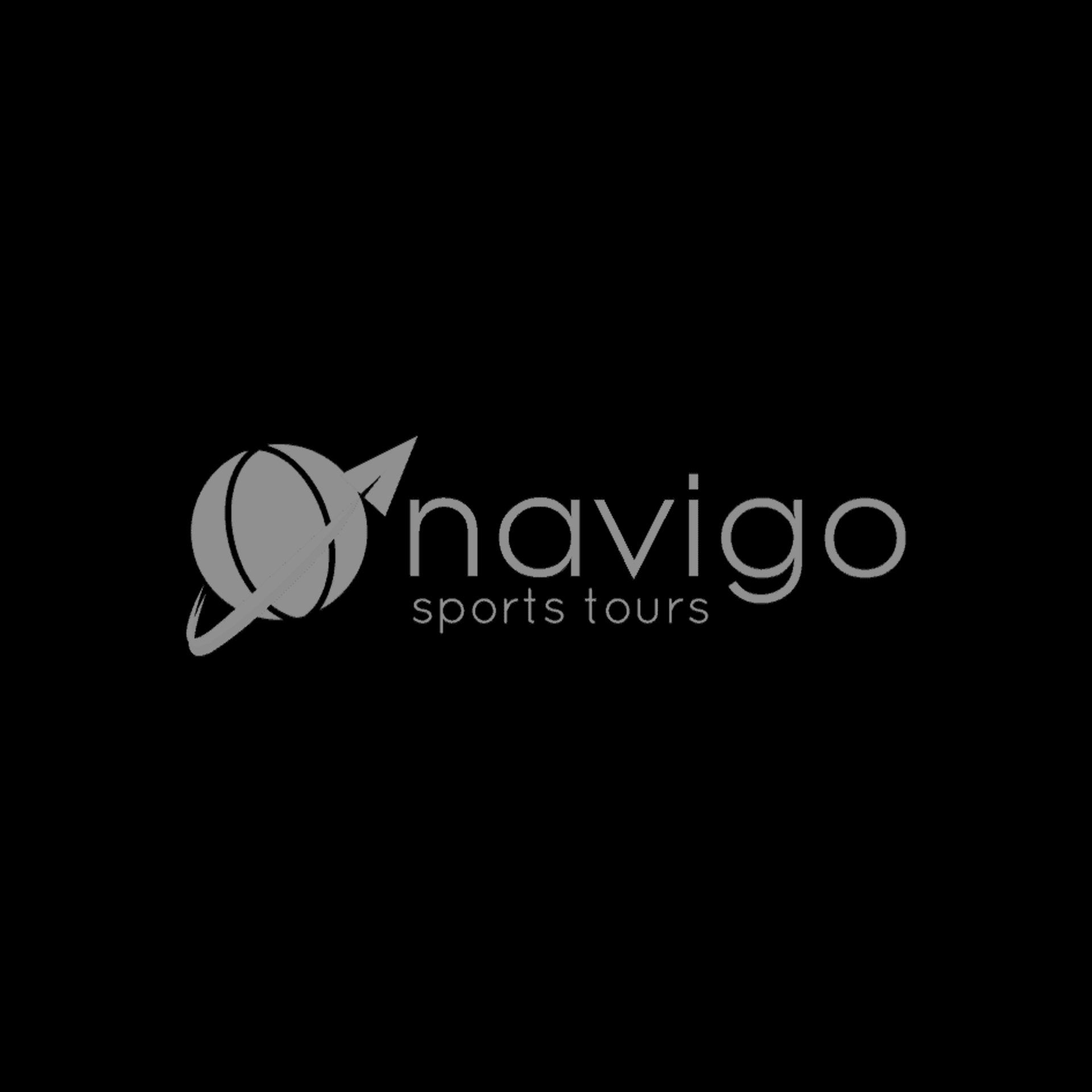 The logo for navigo sports tours is on a black background.