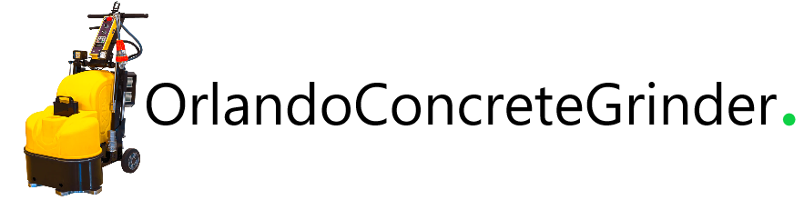 Logo of Orlando Concrete Grinder with a yellow concrete grinder icon and black text
