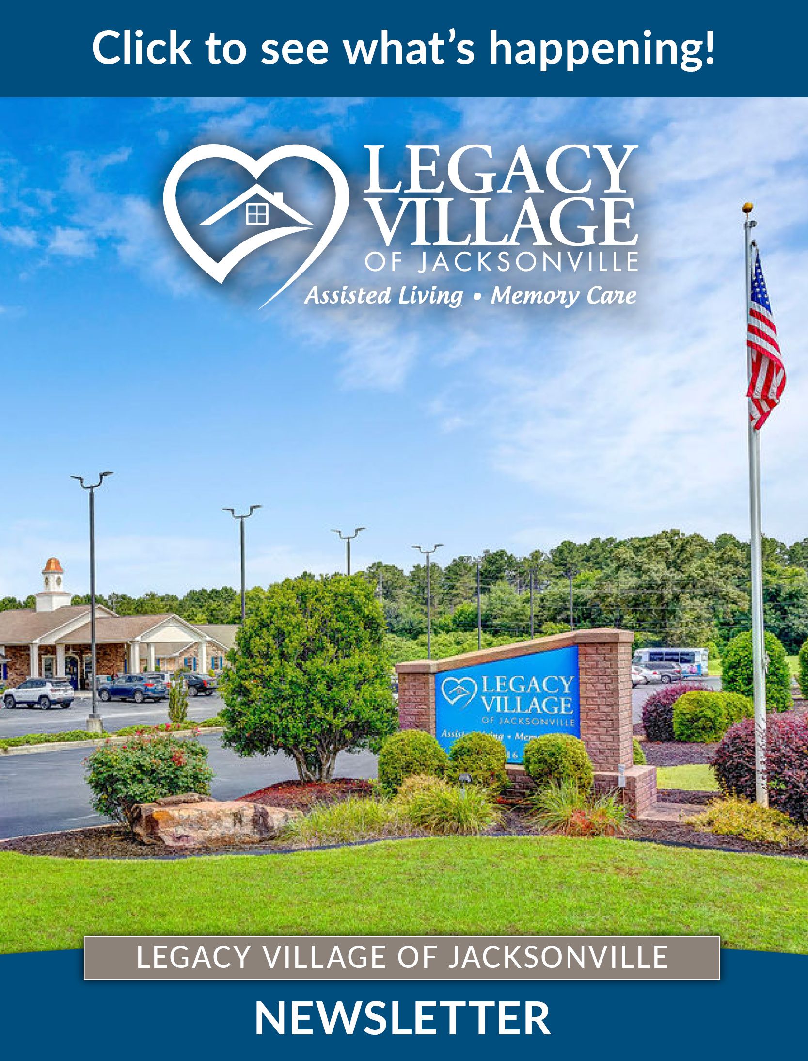 An advertisement for legacy village of jacksonville